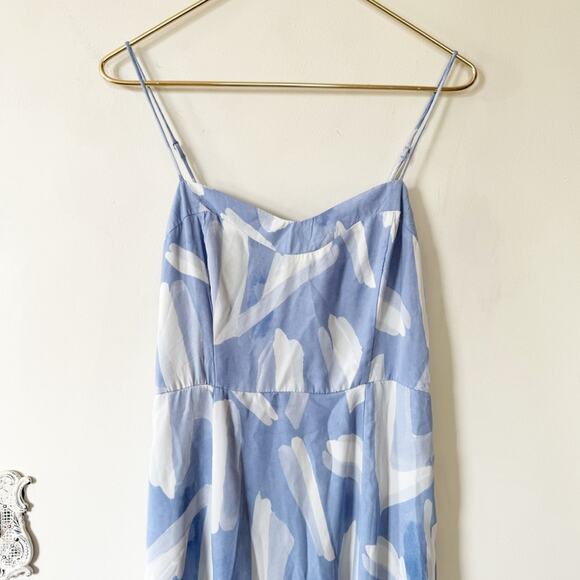 Abercrombie & Fitch Blue and White Camille High Slit Midi Slip Dress S - Picture 4 of 9